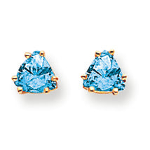 1.3 Carat 14K Gold 5mm Trillion Blue Topaz earring