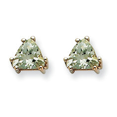 0.9 Carat 14K Goldw 5mm Trillion Green Amethyst Earring