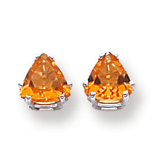 1.6 Carat 14K Gold Citrine Diamond trillion stud earring