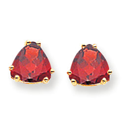 2.9 Carat 14K Gold 7mm Trillion Garnet earring