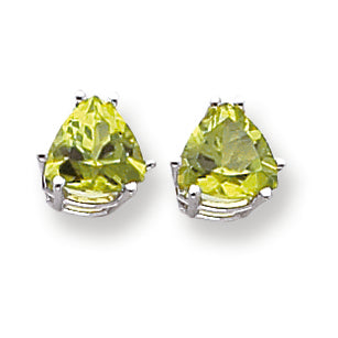 3.8 Carat 14K Gold Peridot Diamond trillion stud earring