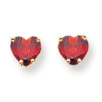 1.3 Carat 14K Gold 5mm Heart Garnet earring