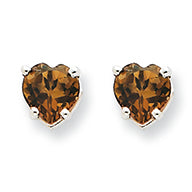 0.7 Carat 14K Goldw 5mm Heart Smokey Quartz Earring