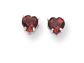 1.3 Carat 14K White Gold 5mm Heart Garnet earring