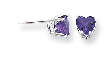 1.3 Carat 14K White Gold 6mm Heart Amethyst earring
