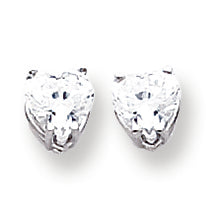 14K White Gold 6mm Heart Cubic Zirconia earring