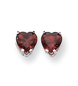 2.1 Carat 14K White Gold 6mm Heart Garnet earring