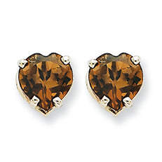 2 Carat 14K Goldw 7mm Heart Smokey Quartz Earring