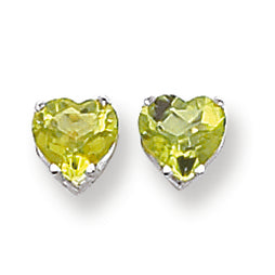 2.9 Carat 14K White Gold 7mm Heart Peridot earring