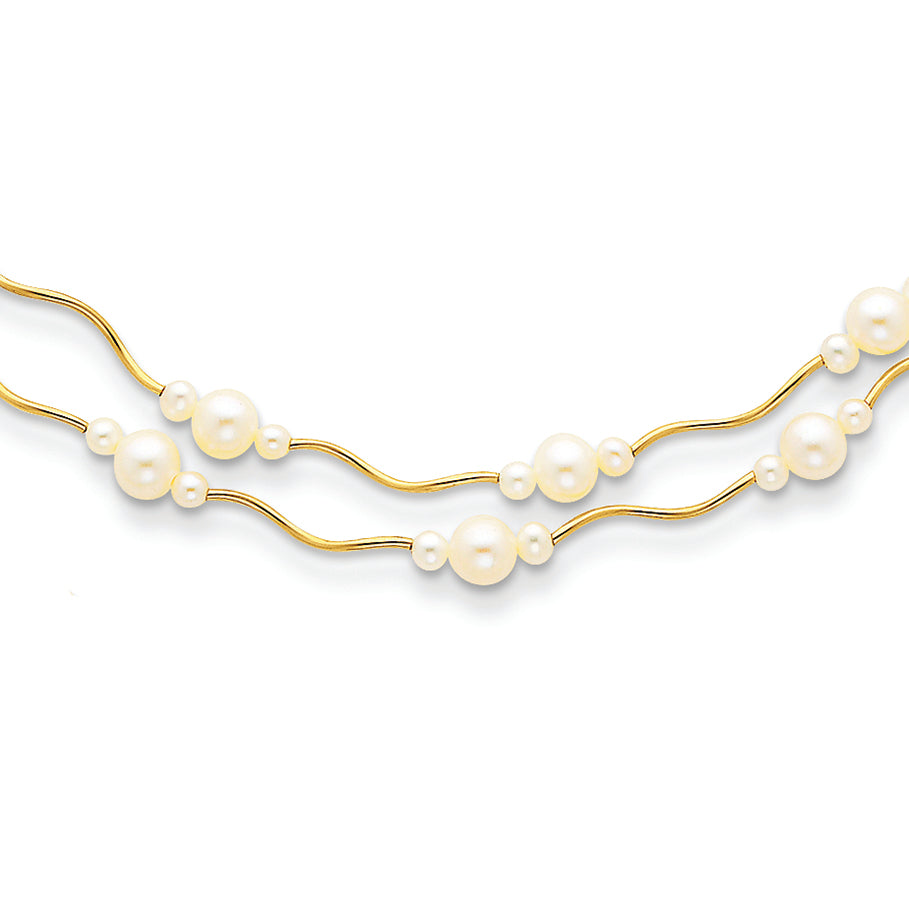 14K Gold Spiral & Cultured Pearl w/2" extension Necklace 15 Inches