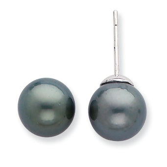 14K White Gold 10-11mm Salt Water Cultured Tahitian Pearl Earrings