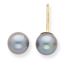 14K Gold 6-6.5mm Grey Salt Water Cultured Pearl Stud Earrings