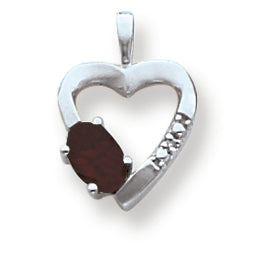 0.6 Carat 14K White Gold 6x4mm Oval Garnet Diamond pendant