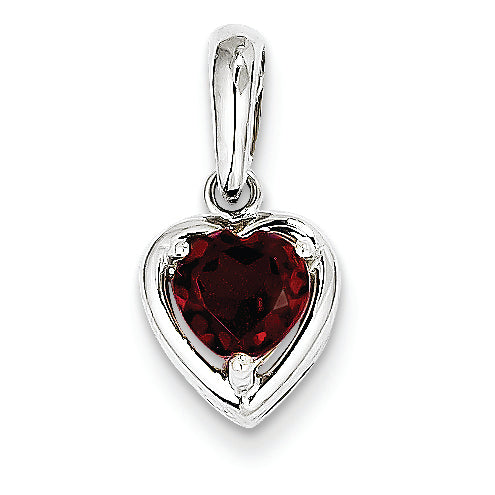 0.9 Carat 14K White Gold 6mm Heart Garnet pendant