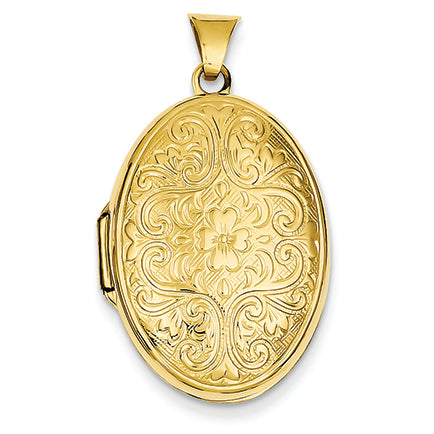 14K Gold Scrolled Floral Locket