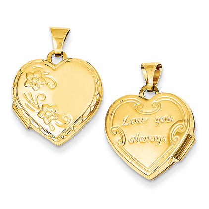 14K Gold Reversible Heart Locket