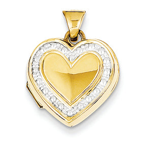 14K Gold with Rhodium Accent Heart Locket