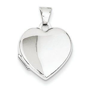 14K White Gold Polished Heart-Shaped Locket