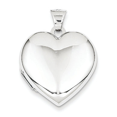 14K White Gold Polished Heart-Shaped Domed Locket