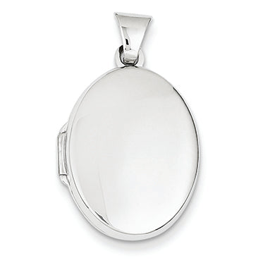 14K White Gold Polished Oval Locket