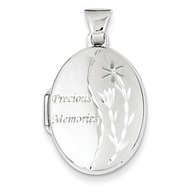 14K White Gold Family 21mm Oval Locket