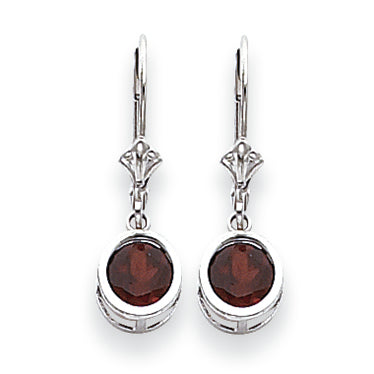 2.3 Carat 14K White Gold 6mm Garnet leverback earring