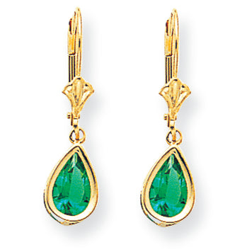 2.1 Carat 14K Gold 8x5mm Pear Mount St. Helens leverback earring