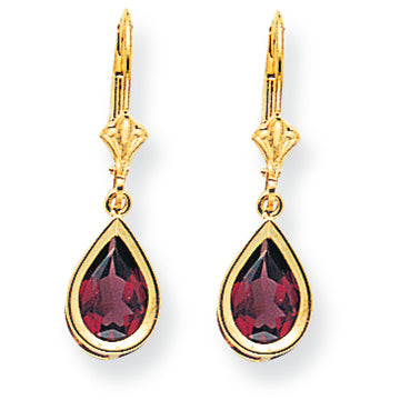 2.7 Carat 14K Gold 9x6mm Pear Rhodalite Garnet leverback earring