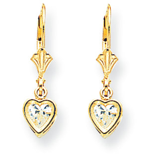14K Gold 5mm Heart Cubic Zirconia earring