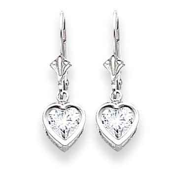 14K White Gold 6mm Heart Cubic Zirconia earring