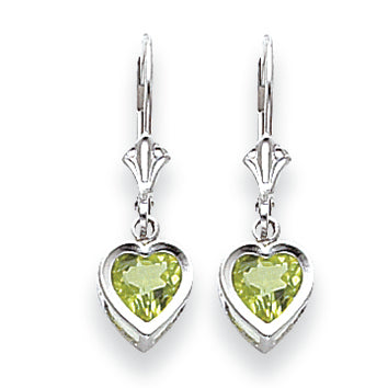 1.7 Carat 14K White Gold 6mm Heart Peridot earring