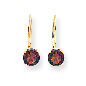 2.3 Carat 14K Gold 6mm Garnet leverback earring