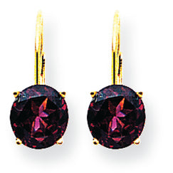 3.4 Carat 14K Gold 7mm Rhodalite Garnet leverback earring