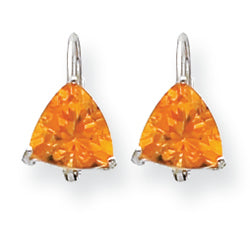 2.2 Carat 14K White Gold 7mm Trillion Citrine leverback earring