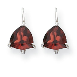 2.9 Carat 14K White Gold 7mm Trillion Garnet leverback earring