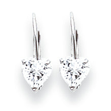14K White Gold 5mm Heart Cubic Zirconia earring