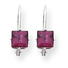 1.7 Carat 14K Gold Rhodalite Garnet Diamond princess leverback earrin