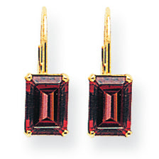 2.7 Carat 14K Gold 7x5mm Emerald Cut Rhodalite Garnet earring