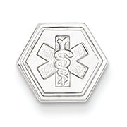 14K White Gold Non-enameled Medical Jewelry Pendant