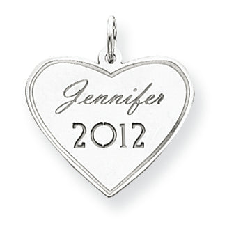 14K White Gold Personalized Graduation Charm