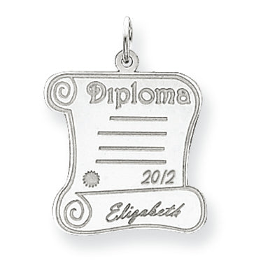 14K White Gold Personalized Graduation Charm