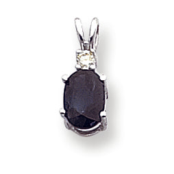 1.3 Carat 14K White Gold 7x5mm Oval Sapphire Diamond pendant
