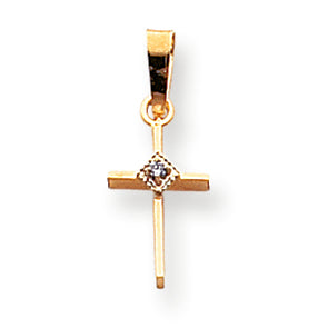 14K Gold Small Diamond Cross Pendant