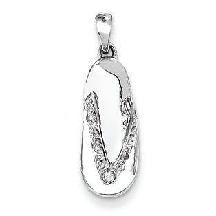 0.1 Carat 14K White Gold Quality Completed Diamond Sandal Pendant