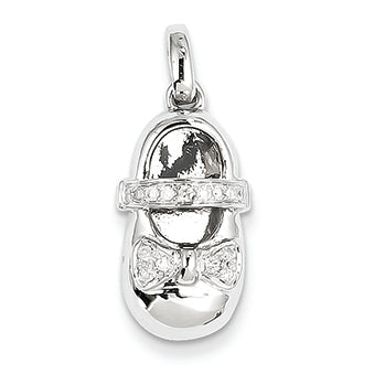 0.1 Carat 14K White Gold Diamond Baby Girl Shoe Pendant