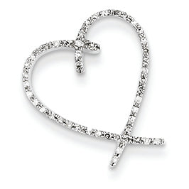 0.2 Carat 14K White Gold Quality Completed Diamond Vintage Heart Pendant