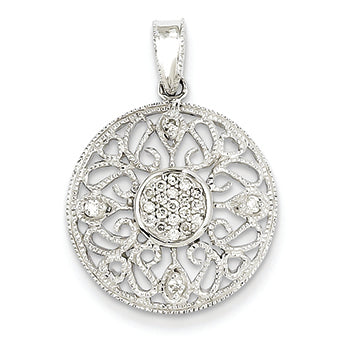 0.1 Carat 14K White Gold Diamond Circle Pendant