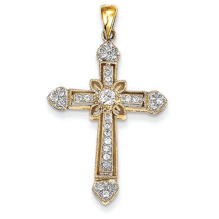 0.3 Carat 14K Gold Diamond Cross Pendant
