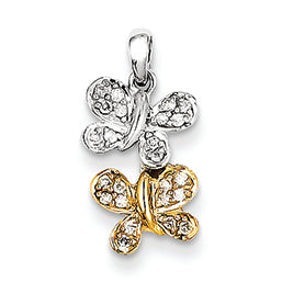 0.1 Carat 14K Gold Two-tone Diamond Butterfly Pendant
