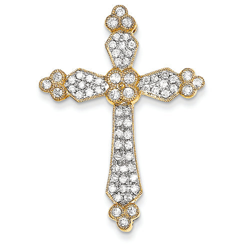 0.8 Carat 14K Gold Diamond Cross Pendant